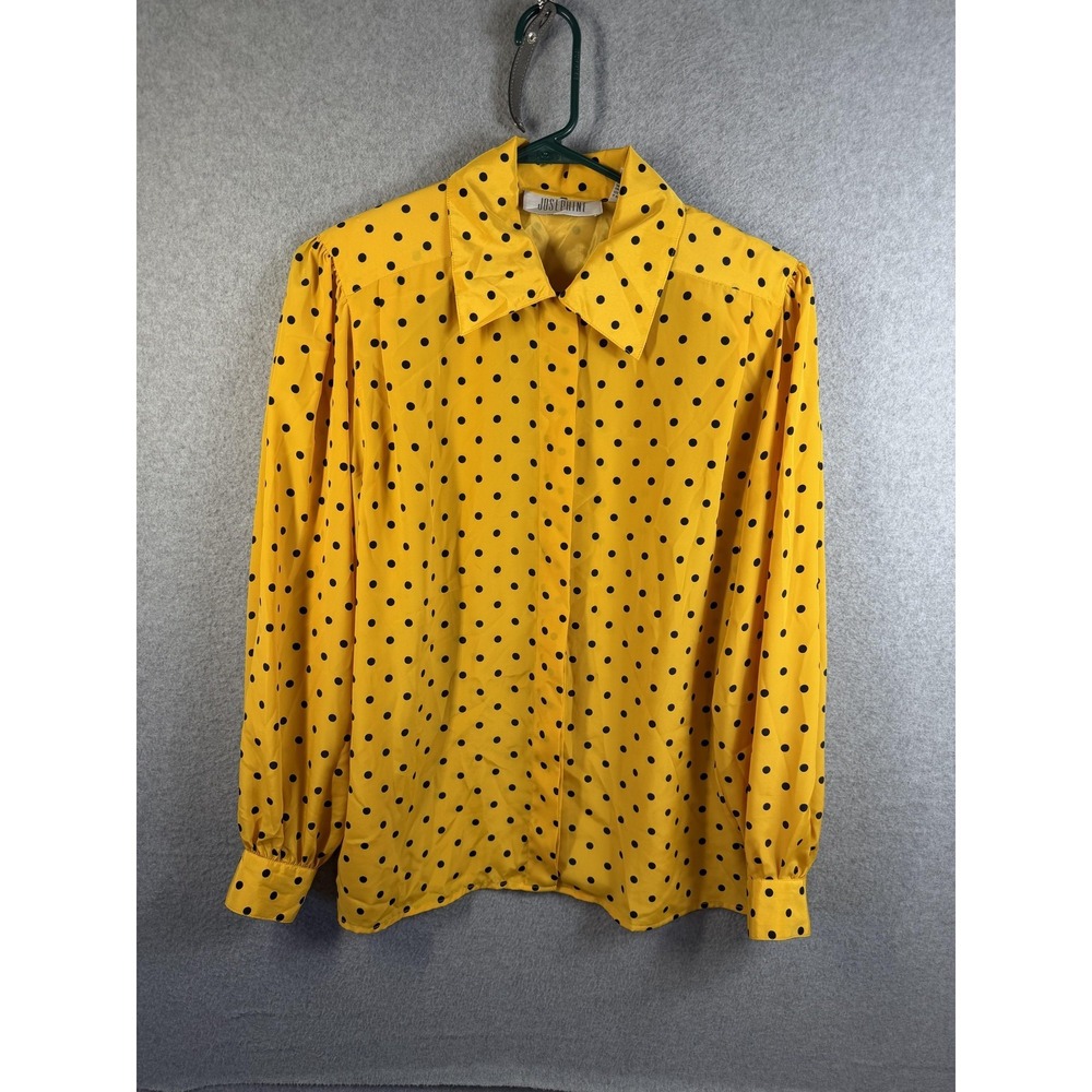 Josephine Blouse Womens 8 Yellow Polka Dot Long Sleeve Button Shirt Top